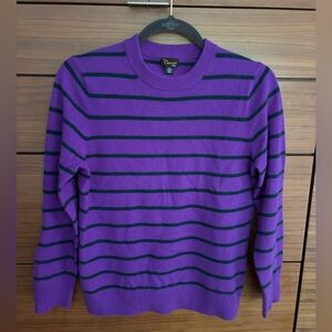 J Crew Cashmere Striped Sweater in bright purple. Youth size XL (12/14).